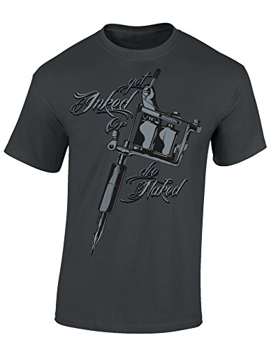 Camiseta: Get Inked Or Die Naked - Tattoo - Tatuaje/T-Shirt Unisex/Trabajo/Rock/Moto/Regalo para Tatuador (XL)