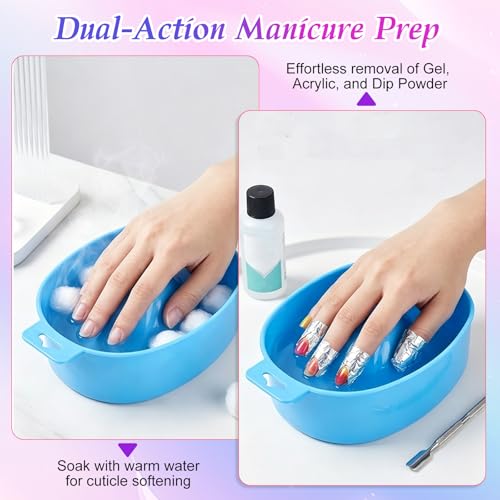 Image of Nail Soaking Bowl Acetone Proof, 8PCS Nail Polish Powder Removal Tray Manicure Bowl Soaker Set for Art Fake Polishing Remover Treatment, Manicure Soaking Tool