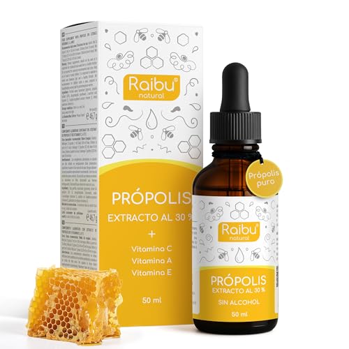 Propolis Puro Natural con Vitaminas C, A y E - Extracto de Propóleo Sin Alcohol ni Resinas - Própolis Apto para Adultos y Niños desde 6 Años - Fácil y Versátil de Usar, 50 ml