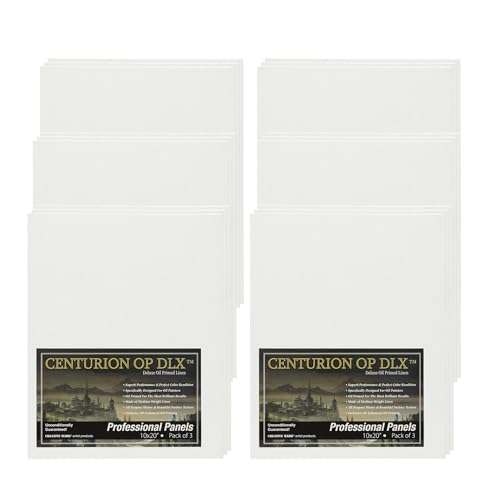 Centurion Deluxe Oil Primed Linen Panel 10"x20" - 18 Panels - Art Supplies for Oil & Alkyd Paintings, Professional Canvas Replacement, Acid-Free Medium Texture, Rigid MDF Painting Boards