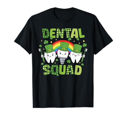 Dental Squad Diente Divertido Lucky Rainbow Día de San Patricio Camiseta