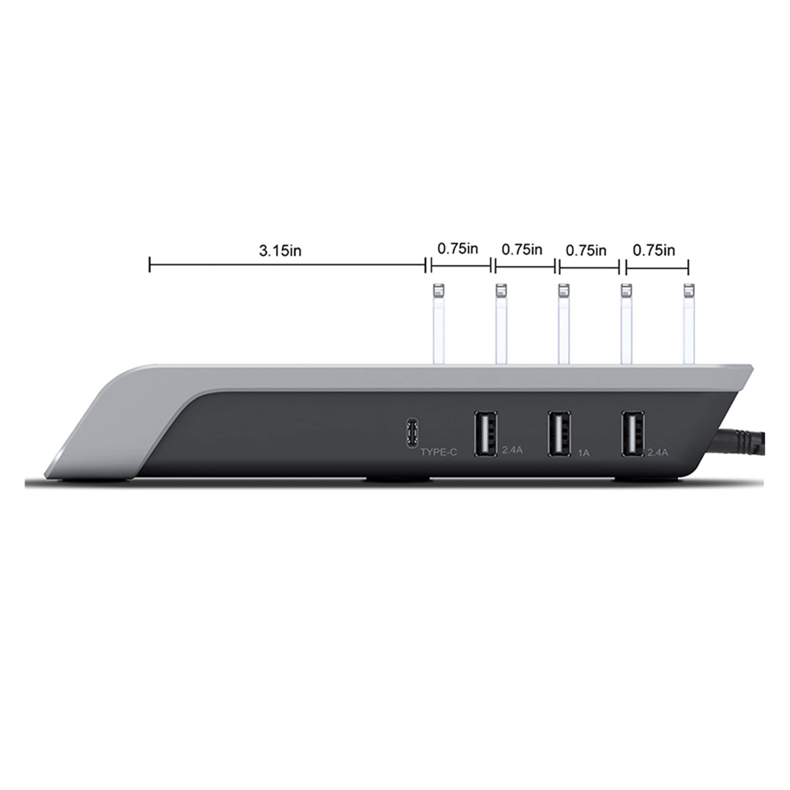 Stazione di Ricarica, Stazione di ricarica USB da 45 W a 4 porte Uscita tipo C Caricabatterie wireless Qi universale Docking station for più dispositivi