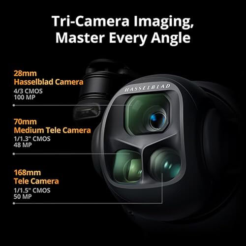 Close-up of the DJI Mavic 4 Pro triple-camera gimbal system