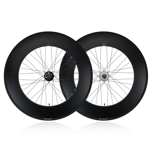 700C Fixed Gear Bike Front Rear Wheels Aluminum Alloy Signle Speed Bike Wheelset Height 90mm Reverse Brake 100MM/120MM Hubs(Front+Rear w/Tire)