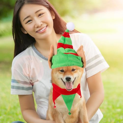 Disfraz para perro gorro y collar navideño POPETPOP miniatura 7