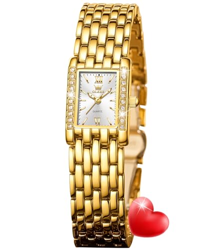 Image of OLEVS Watch for Women Stylish Analog Quartz Luxury Gold Stainless Steel Strap Diamond Black Dial Elegant Casual Ladies Watch