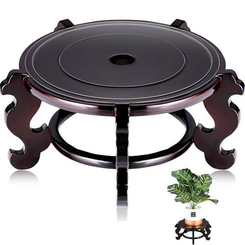 Yoiemivy 8 Inch Wooden Plant Stand Vase Stand Indoor Chinese Fishbowl Planter Stands for Display...
