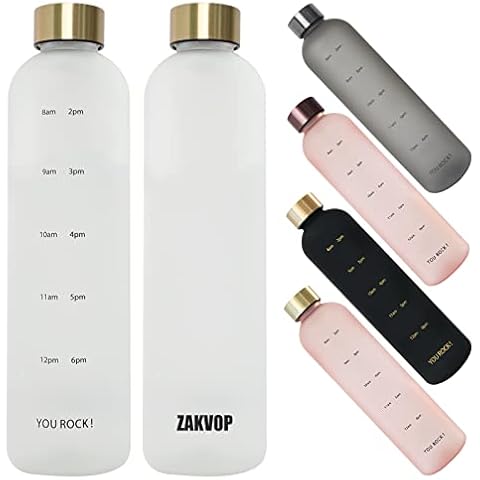 ZAKVOP 32oz Water Bottle with Times to Drink, Lightweight Motivational Water Bottle with Time Marker, BPA Free Reusable Water Bottle with Hydrating Reminder for Gym Fitness Workout Travel Cover