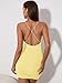 KUTUMAI Women's Sexy Mesh Ruched Bodycon Dress Spaghetti Strap Backless Party Club Mini Short Dresses Yellow XS