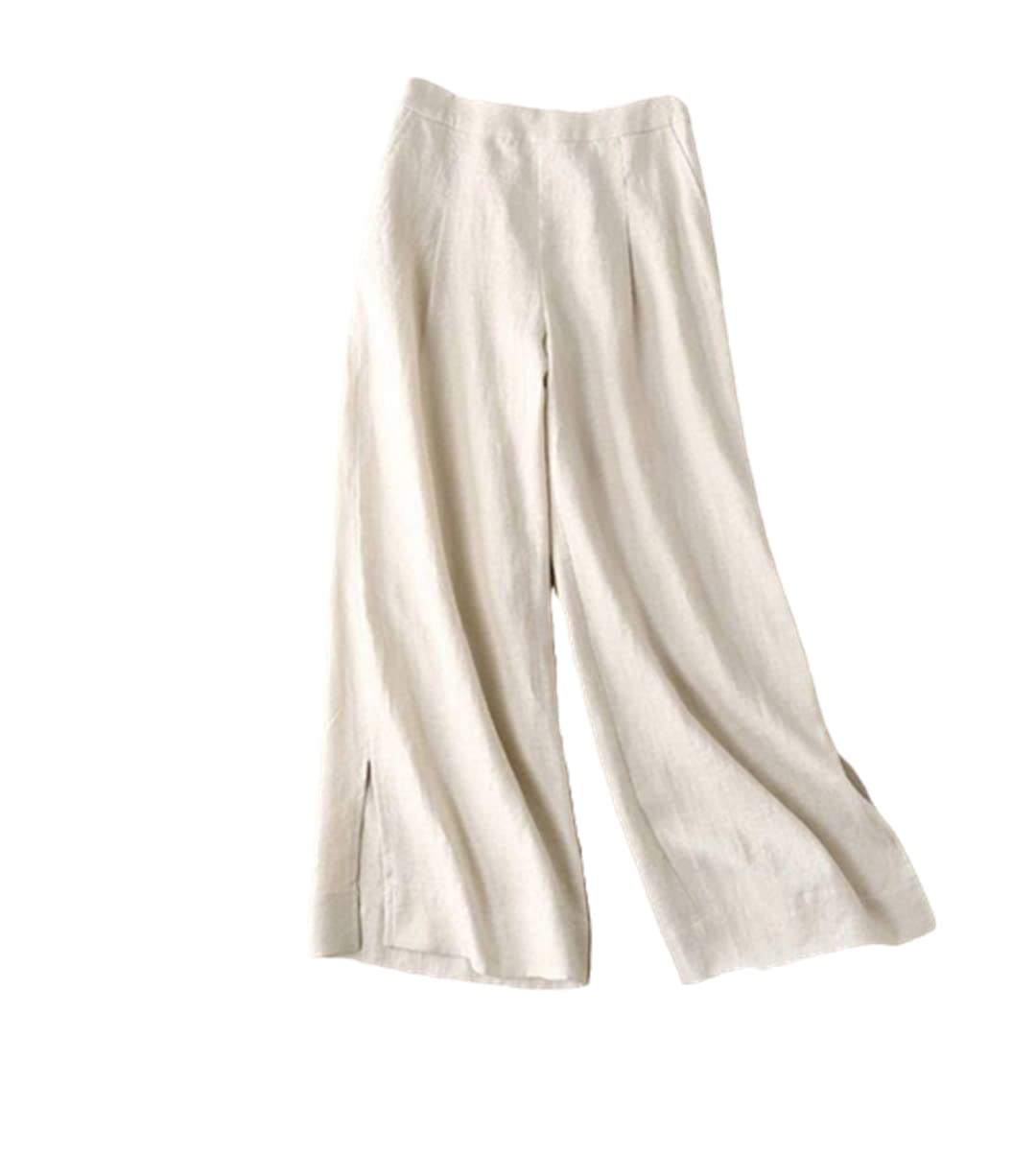 Women Elastic Waist Pants Ankle-Length Loose Pantalon Linen Vintage Casual Wide Leg Pants
