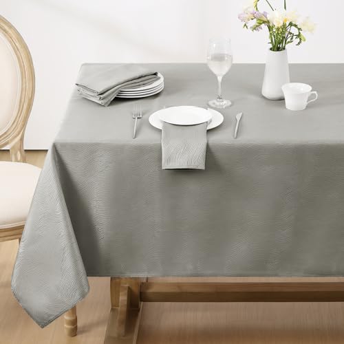 Softalker Tovaglia Rettangolare 180x140 cm Antimacchia Grigio con Motivo a