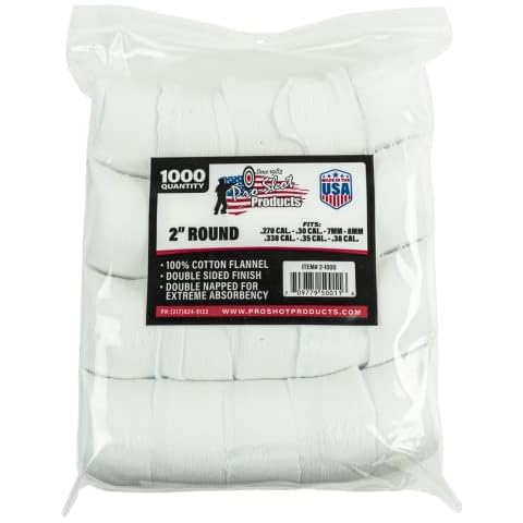 Pro-Shot .270-.38 Caliber 2-Inch RD. 1000 Count Patches,White Cover