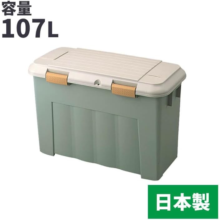 天馬(Tenma) 大容量の屋外収納ボックス 日本製 耐久性に特化した頑丈ボディ設計のベランダボックス ベランダ収納 ホームボックス 灯油タンクにピッタリな収納ストッカー 鍵穴付きで防犯対策 収納ケース 宅配ボックス ゴミ箱 プラスチック ベランダスリム100 【色 グリーングレー】 【サイズ 107L】 【幅81×奥行37×高さ54cm】