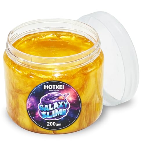 Image of HOTKEI (200 gm) Golden Galaxy Slime for Kids DIY Fruit Scented Metallic Magic Toy Slimy Slime Gel Jelly Putty Art Toys Birthday Gift Box for Boys Girls 3 to 10 Years
