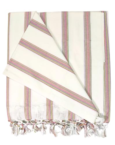 Image of Arvore Bunkaar 100% Pure Handloom Soft Beautiful Bhagalpuri Summer Blanket /Khes /Dohar /Top Sheet Set /Chadar in and Size- 245cm X 130cm - Combo Pack of 2 (Blue Yellow Striped)