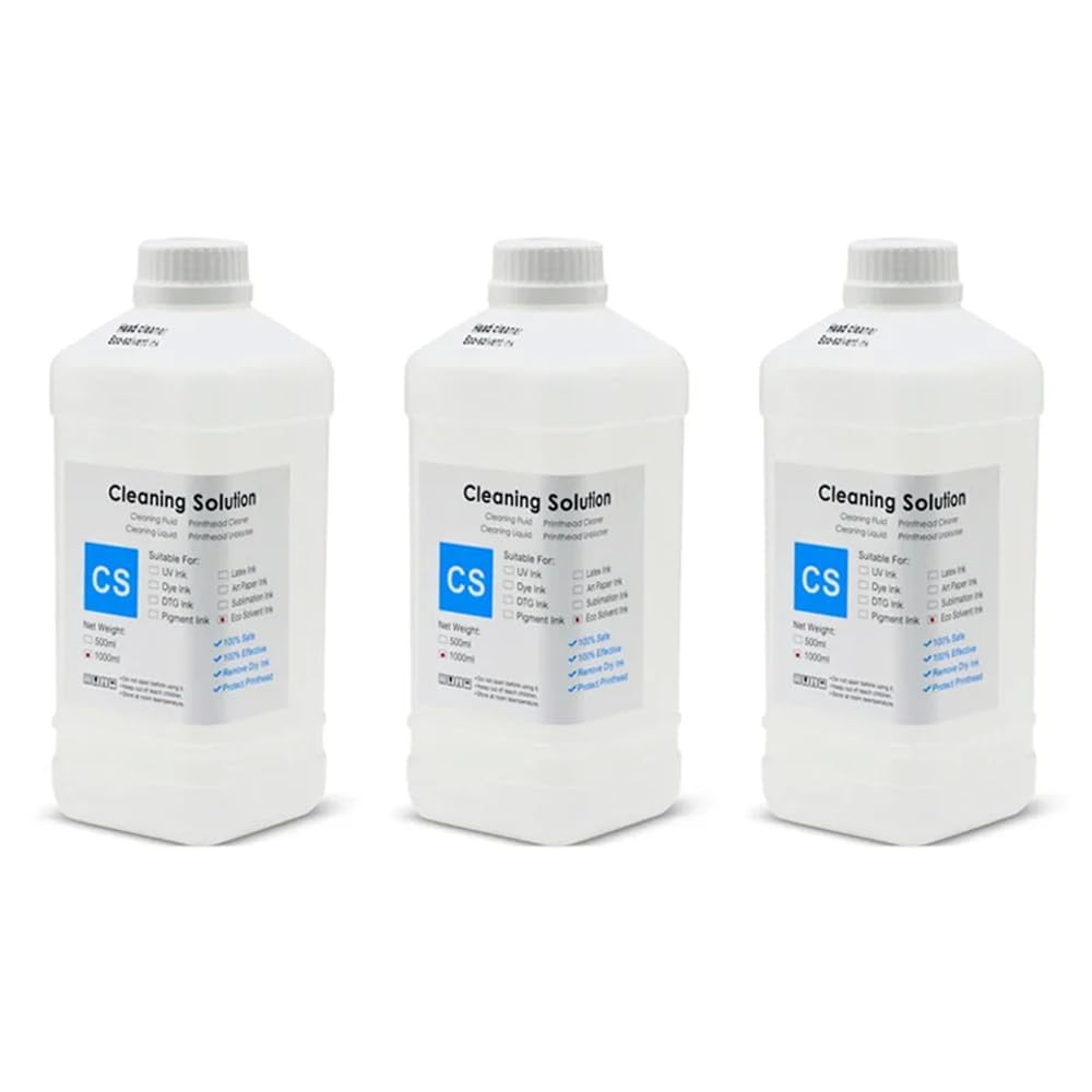 Solución de Limpieza de Tinta ecosolvente de 1000 ml Compatible con Suministros de Impresora Roland Mimaki Mutoh 1390 L1800 DX5 DX7 TX800 XP600 5113 4720 I3200 Cabezal de impresión