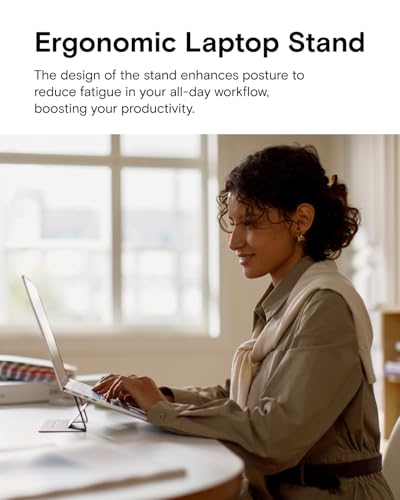 Image of MOFT Laptop Stand, Adhesive Laptop Riser with 2 Adjustable Viewing Angles, Foldable Computer Stand Compatible with MacBook Air, Pro 11 inch-16 inch,Light Navy Blue