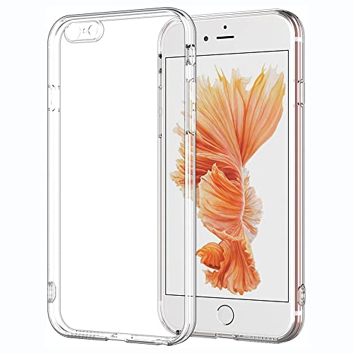 Image of WOW IMAGINE Crystal Clear Transparent Back Case Cover Compatible Apple iPhone 6| iPhone 6s Full Device & Camera Protection Shockproof TPU Silicone Back Cover Case - Transparent
