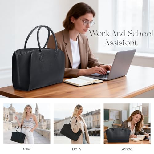 Bolso de mujer satchel grande con múltiples bolsillos miniatura 3