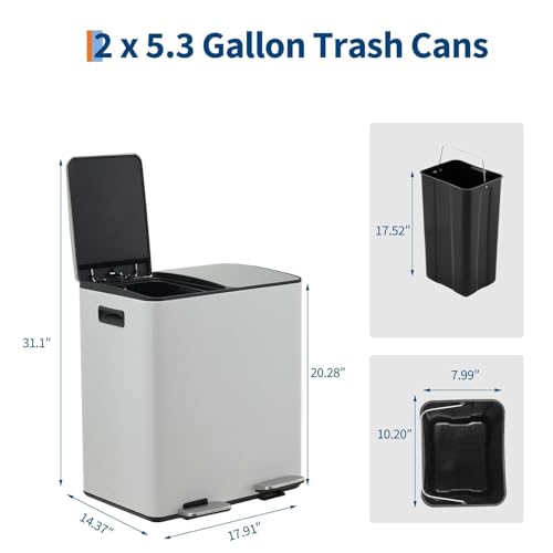 Caneca de basura rectangular de acero inoxidable 40L con pedal miniatura 5
