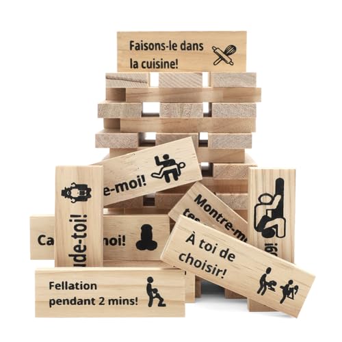 EUBSWA Jeux Sexuelle Adulte Couple, 48 Pièces Jeu de Tour de Blocs Coquins, Jeux érotiques Jeu Couple érotique Accessoire Sexuelle pour Adulte