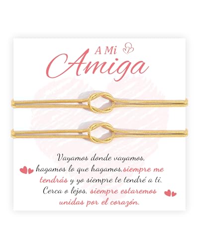 BOCHOI Regalos Amigas Originales Pulsera Regalo Amigas Cumpleaños Mejor Amigad Navidad Regalo Pulsera Oro Acero Inoxidable Mujer Hermanas Compañera Trabajo Regalos Novias Niñas Mujer Graduación Joyas