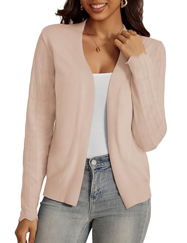 Image of VOIANLIMO Womens Cardigan Lightweight Open Front Knit Long Sleeve Cardigans Sweaters for Women