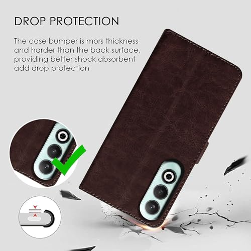 Image of amazon basics Flip Leather Mobile Cover (Soft & Flexible Back case) for OnePlus Nord CE4 5G (Coffee)