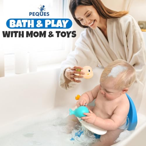 Image of Baby Bath Seat for Babies 6 Months & Up Sitting Up | Non-Slip Bath Seat with Safety Suction Cups & Temperature Alert, Baby Bath Seat for Tub, Shower & Bathtub (Blue)