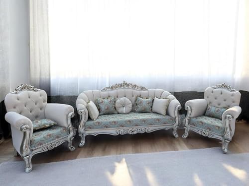 Image of Luxury Wooden Teakwwood Five Seater Sofa Set for Living Room (Honey Brown) Solid Wood Outdoor Chair 5 Seater Sofa | (5 Seater Sofa)