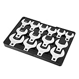 Crowfoot-Schlüsselsatz, 1/2-Zoll-Antrieb, 14-teilig, SAE (1-1/16' - 2') mit Ablagefach. Hergestellt aus 40CR-Material und mit lasergravierter Größenangabe für mechanische Wartung und Reparaturen.