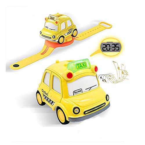 Kinderuhren für Jungen, Autos Spielzeug mit Sound & Licht| Kleinkind Spielzeug für 3 Jahre alt, Jungen&Mädchen (Yellow)