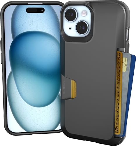 Smartish® iPhone 15 Wallet Case - Wallet Slayer Vol. 1 [Slim + Protective] Credit Card Holder - Drop Tested Hidden Credit Card Slot Cover for Apple iPhone 15 - Black Tie Affair by Smartish - Used condition - US$18.87