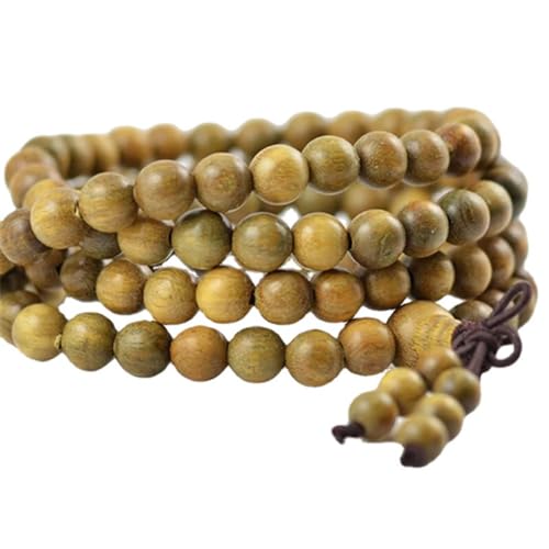 Bracelet en bois de santal vert perles naturelles 108 mala pour l'harmonie intérieure