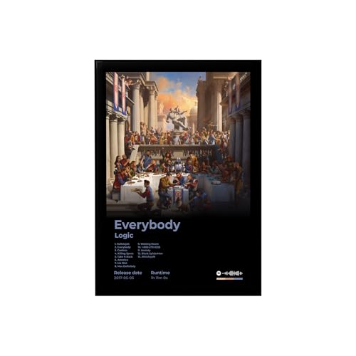 Image of BLINKART logic - Everybody Wall Photo Frames | Wall Art for Bedroom, Living Room, Studio or Office | Album Cover Print with Spotify Song Link QR Code | Gift for Fans - 8x12 In