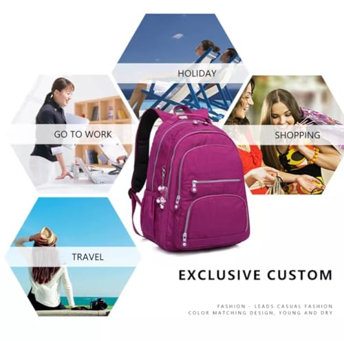 Waterproof Nylon Casual Large Capacity Backpack for Women Travel Back Packs Bag Female Multifunction Laptop Backpack (Khaki)4