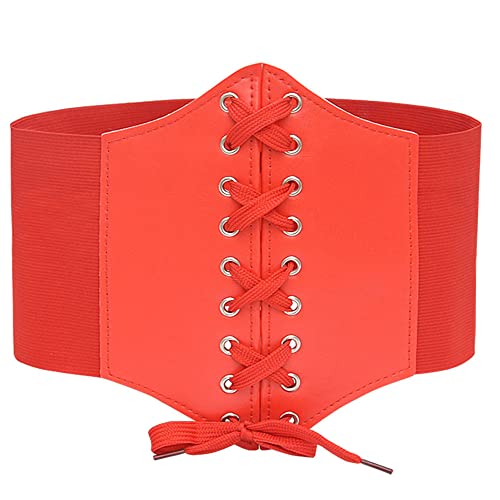 Women's Wide-Plus Corset Waist Belt Elastic Girdle Leather for Dress