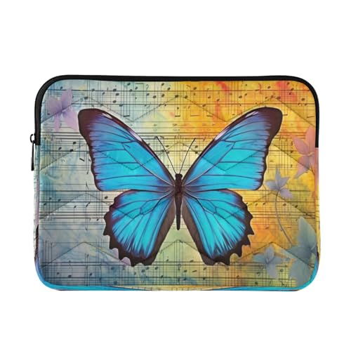 Funda para portátil con diseño de alas de mariposa azul 13-14 pulg