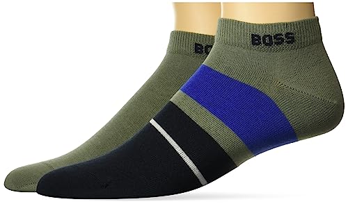 BOSS Men's 2-Pair Block Color Cotton Ankle Socks
