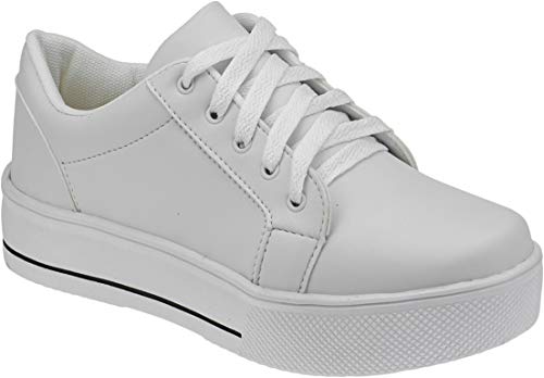 Tenis Lumiss Feminino Casual Sapatenis Confort T1 (37, Sintético branco)