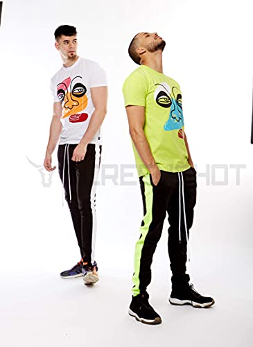 Image of SCREENSHOT Screenshotbrand Mens Hip Hop Slim Fit Track Pants - Athletic Jogger Bottom with Side Taping