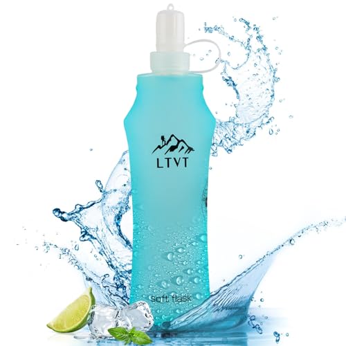 Taozoey Soft Flask, Botella Plegable, Botella de Agua, Botella Running, TPU Flexible Bolsa de Hidratación Deportiva, para Correr Senderismo Ciclismo, 500ml, BPA Free (Azul)