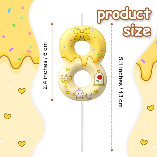 Image of Yellow Cartoon Birthday Candles, Number 8 Candle Yellow Themed Birthday Party Supplies, 2.4 inch Birthday Candles for Cake Topper Party Decorations, Birthday Decorations for Boys Girls (Number 8)
