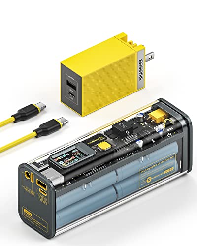 Shargeek Storm2 100W Power Bank 25600Mah With Transparent Case And Ips Screen & Shargeek 65W Usb C Charger With Usb C And Usb A Ports #TOP3