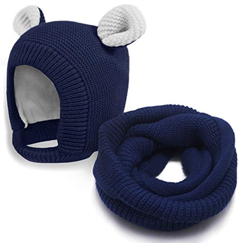HappyTree Baby Infinity Scarf Toddler Earflap Hat Kids Winter Fashion Thick Knitted Warm Fleece...