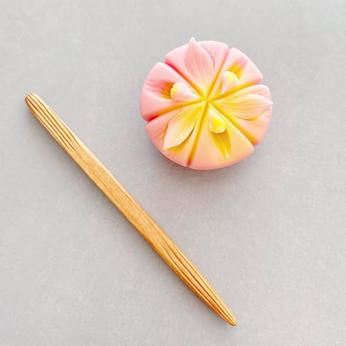 Japanese Waishi Petal Texture Flower Stamp Tools Handmade Sweet/Dessert/Cake/Cookie Making Tools (Beech Wood, 5.1x0.3in)
