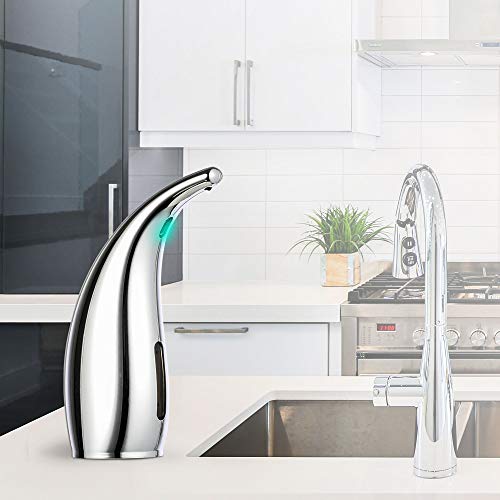 TOLEAD 10 oz. Automatic Soap Dispenser Touchless, IP67 Deep Waterproof Dish Soap Dispenser with IR Sensor, Liquid Soap Pump Dispenser for Kitchen Sink and Bathroom Countertop, Chrome