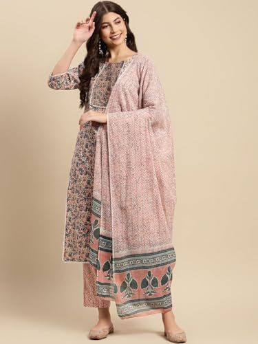 Image of FABNEX Kurta Set for Women | Women Kurta Pant Set |Cotton Blend Regular Women Kurti with Dupatta (Mix Kurta Set 2)