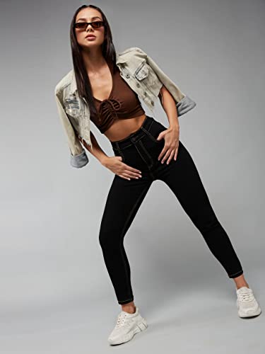 Image of Dolce Crudo Women's Skinny Fit High Rise Cropped Length Stretchable Denim Jeans