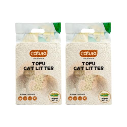 Image of Cature Care by Nature Tofu Cat Litter Natural Flushable Clumping Litter Plant Based Biodegradable Ultra Odour Control 99% Dust Free Low Tracking Cat Litter (Original, 6L, PACK2)